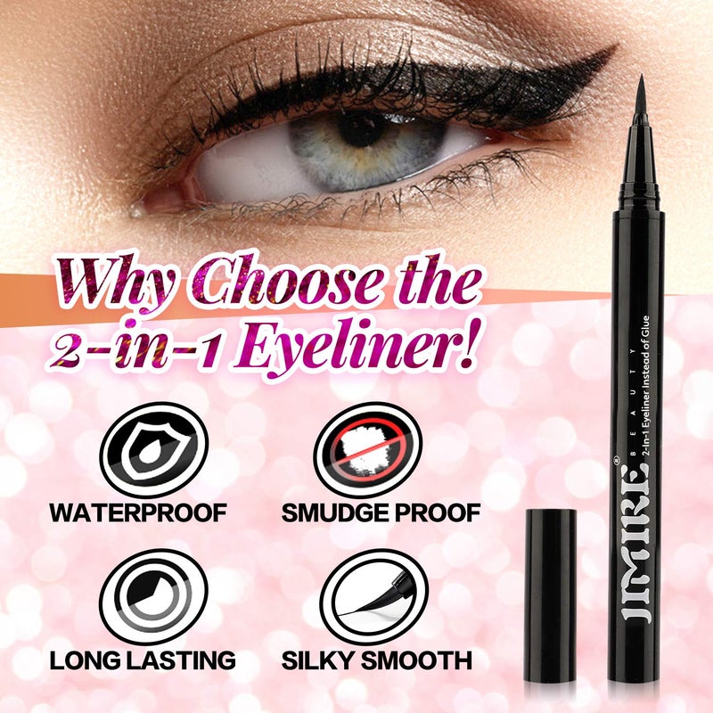 JIMIRE 2-in-1 Eyeliner Instead of Glue, Magic Eyeliner | Extra Strong Hold for False Eyelashes | No Magnet & No Glue Needed | Only for 20â€™s to Apply Lashes - Image 3